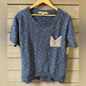 NWT Nine West Vintage America Jeans Short Sleeve Knit Sweater